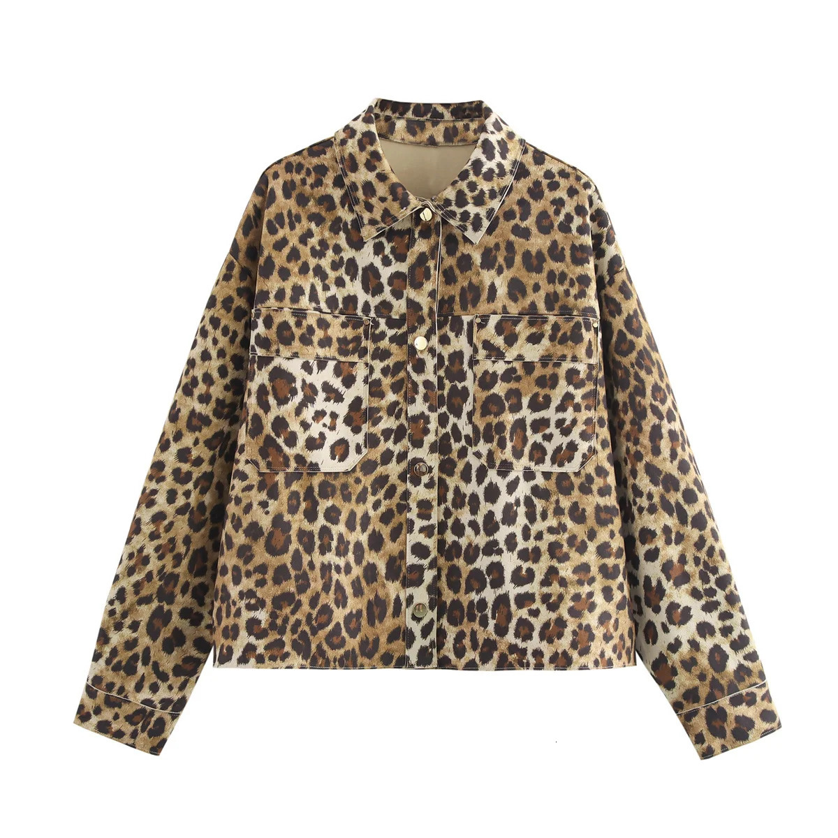 Retro womens long sleeved sexy warm leopard print lapel long sleeved autumn winter suede texture effect jacket 241022