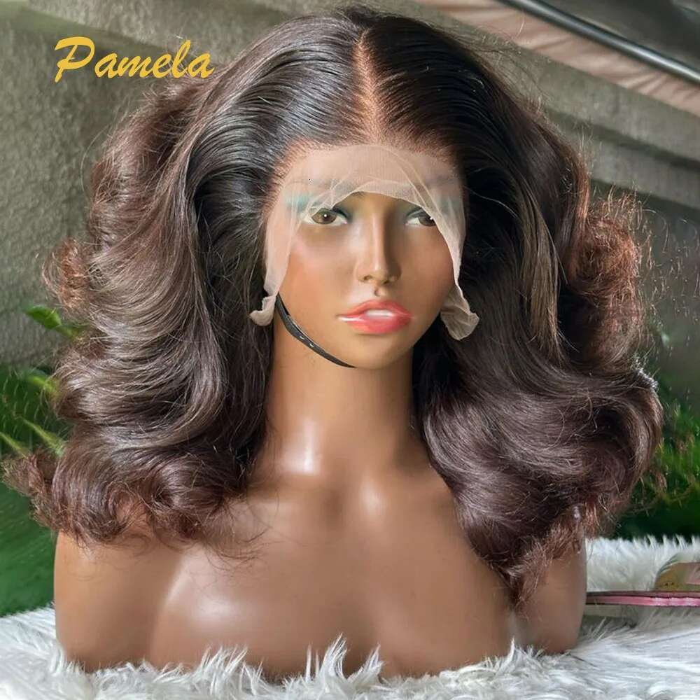 250% Density Blonde Loose Wave Front Ombre 1B/4 Brown Colored 13x4 HD Transparent Lace Frontal Human Hair Wig For Women