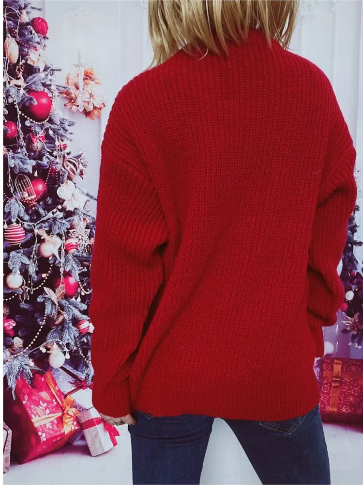 Ugly Christmas Santa Claus Knitted Sweater Women Autumn Winter Fashion Loose ONeck Long Sleeve Red Pullover Jumper 241021