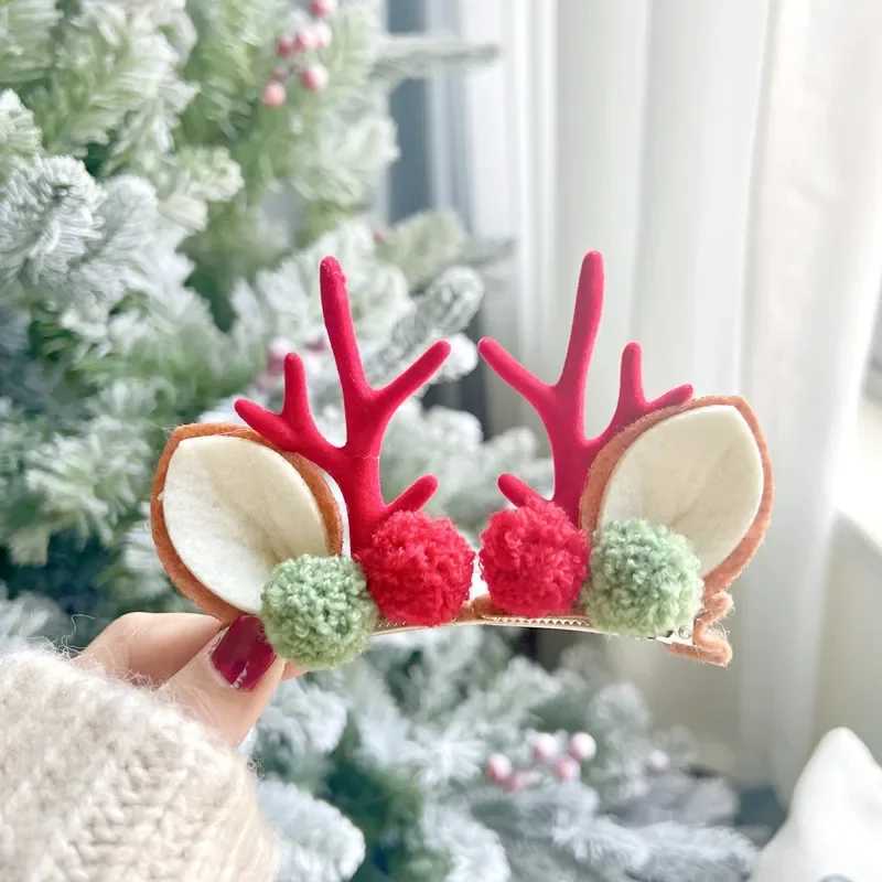 Christmas Antler Hair Clips Pendants Xmas Ornaments Merry Christmas Decor Gift For Girl Elk Hair AccessoriesHappy New YearX241021