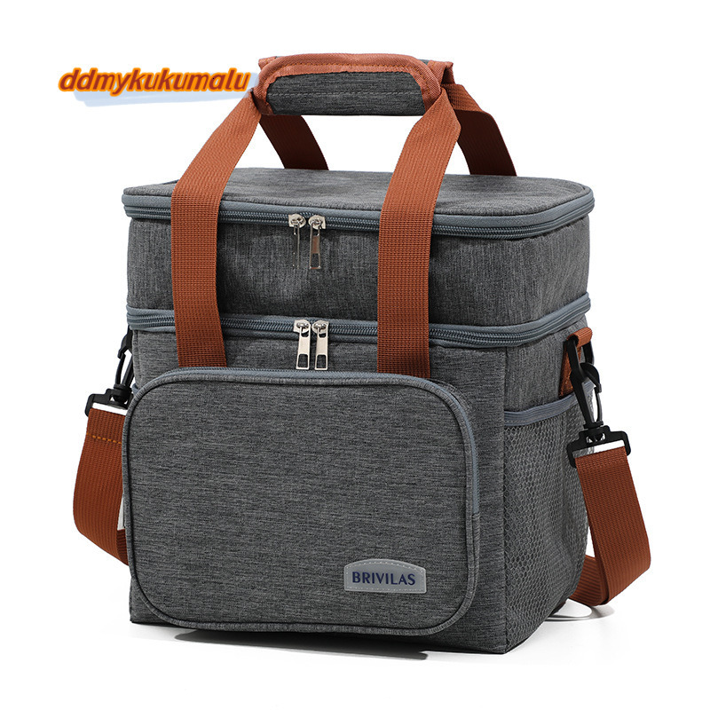 New double-layer lunch large capacity ice pack, outdoor camping with food, picnic bag, crossbody insulation bag #18 kukumalu