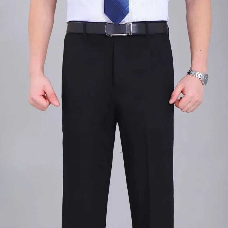High Waist Man Suits Pants Office Baggy Trousers for Men Work Tailoring Formal Quality Fabric Designer Clothes Thin Casual WearX241023