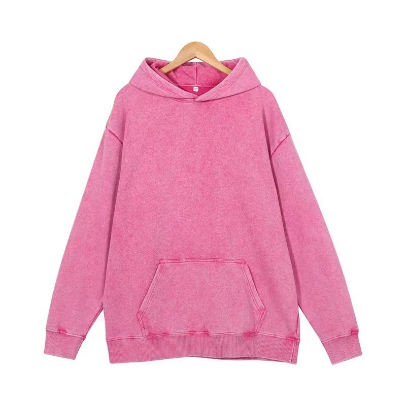 Men's hoodie, wax printed heavy-duty circular hooded sweatshirt, water washed outfit, loose and fashionable couple's top