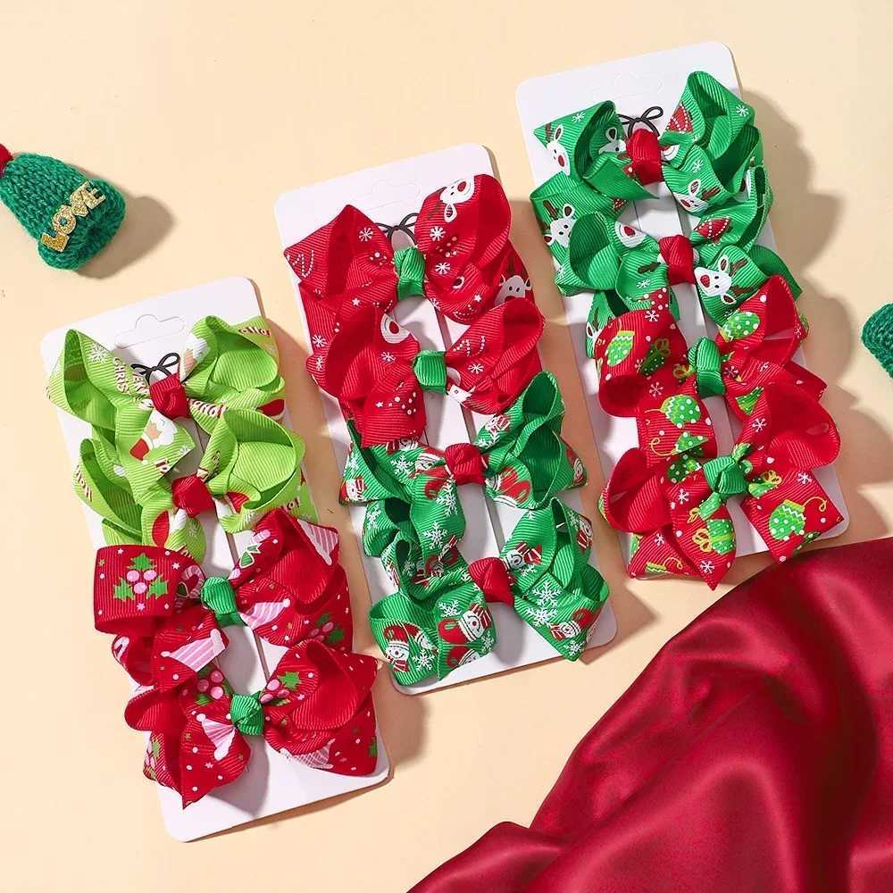 4Pcs/lot Cute Christmas Hairpin New Year Party Ribbon Hairclips for Kids Snowman Santa Claus Holiday Decoration Hair AccessoriesX241022