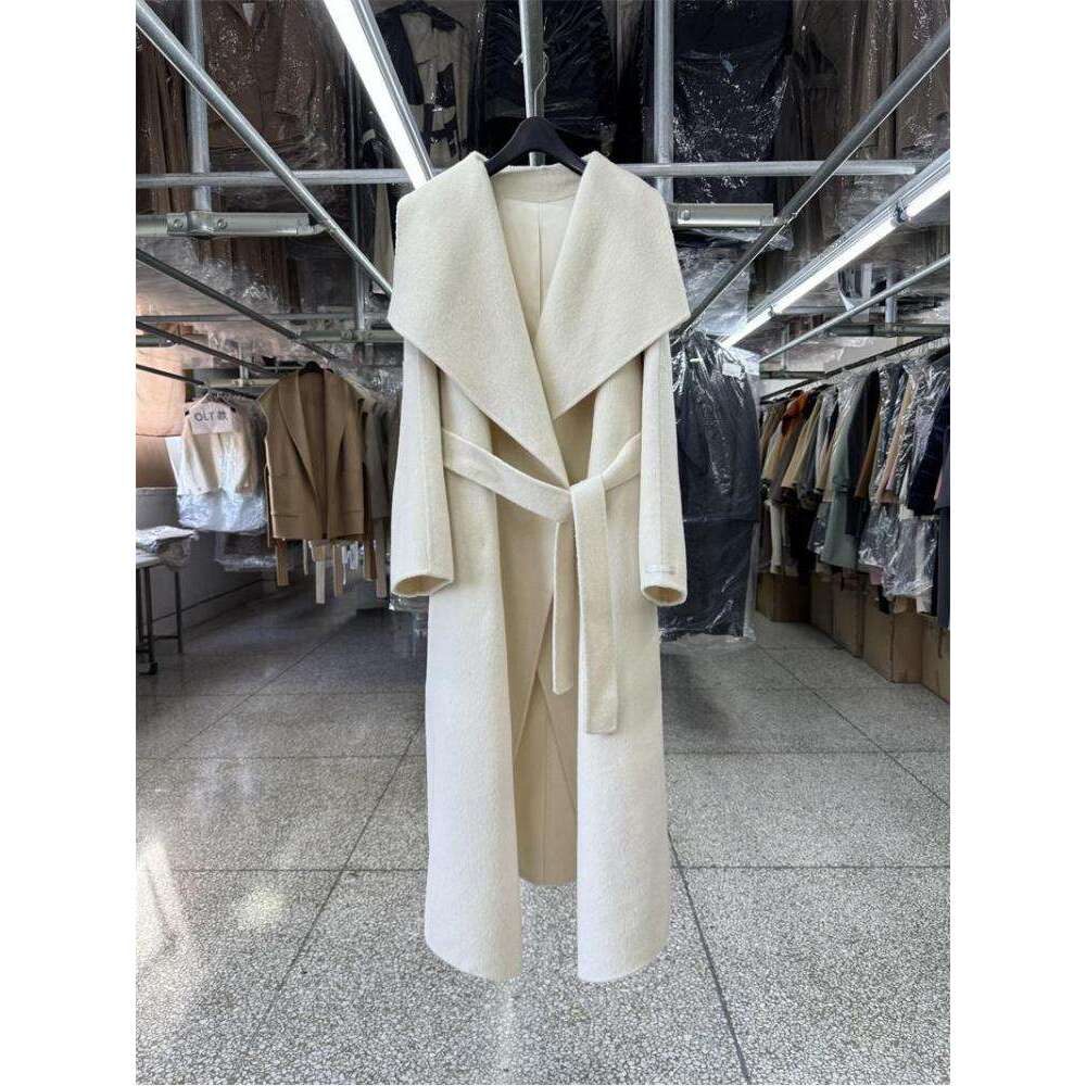 Large Lapel Woolen Jackets Autumn And Winter Korean Style Loose Lazy Lace-Up Women's Long Wool Coats Outerwear