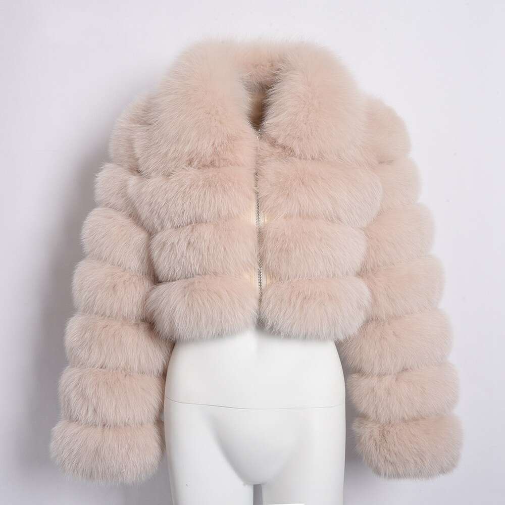 Imitation Fox Patchwork Lapel Long Sleeve For Women Short Fake Hoodless Fur Coat