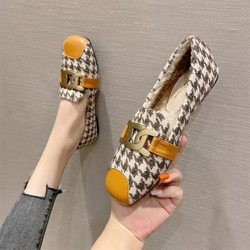 New brand flats chains d5dea metal shoes woman leather patchwork mules espadrilles women square toe leopard loafers plus