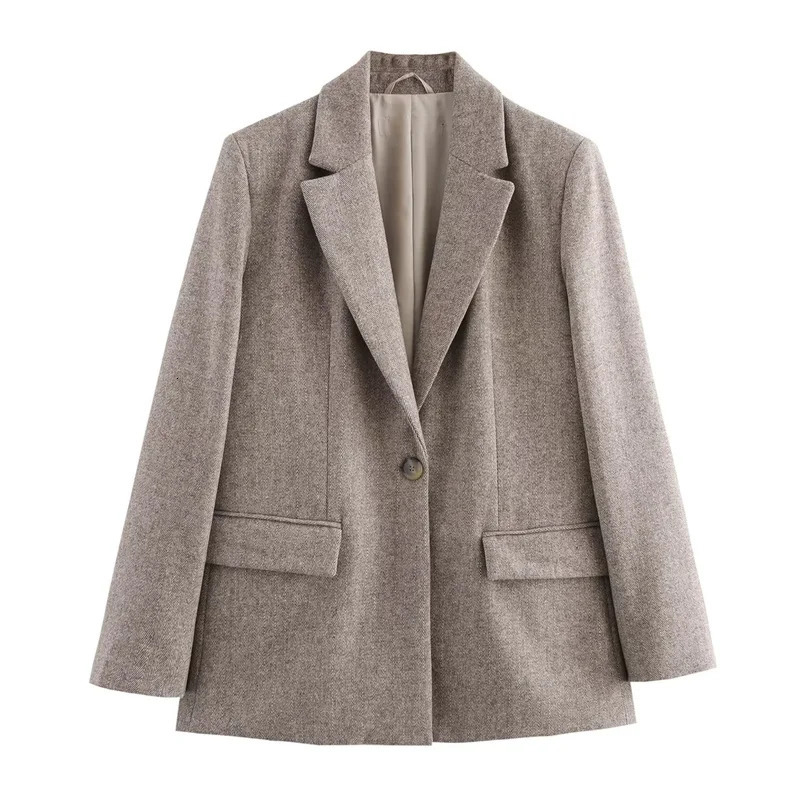 Autumn womens coarse tweed twill jacket casual fashion one click jacket elegant streetwear womens jacket 241023