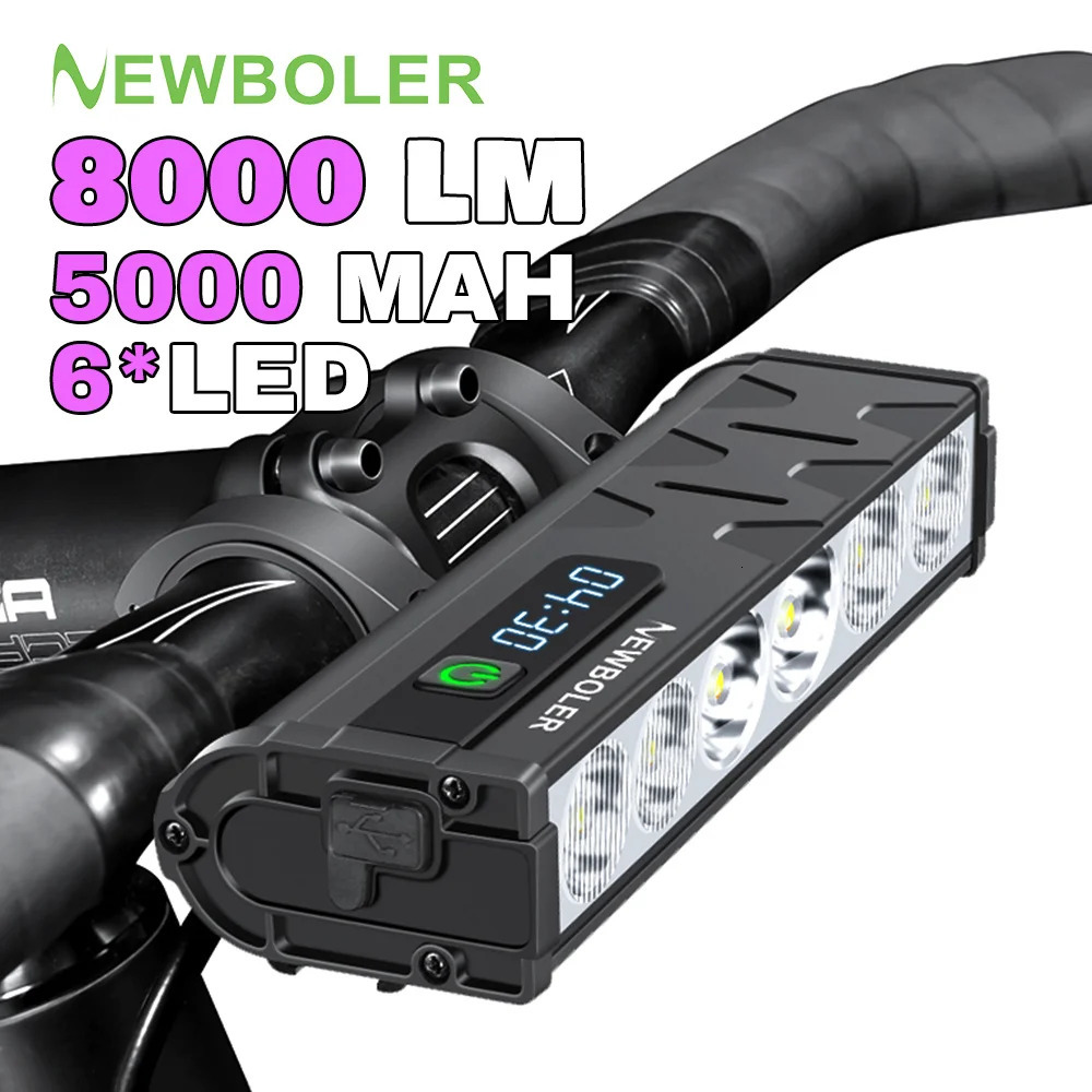 Bicycle headlight 8000Lumen bike light 5000mAh waterproof flash USB charging MTB road bike light accessories 241022
