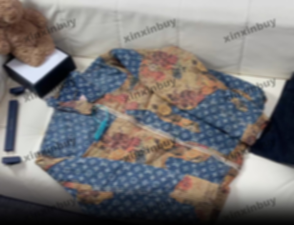 xinxinbuy Men designer Coat Jacket Flower denim Panelled fabric long sleeves women gray Black khaki green red XS-2XL