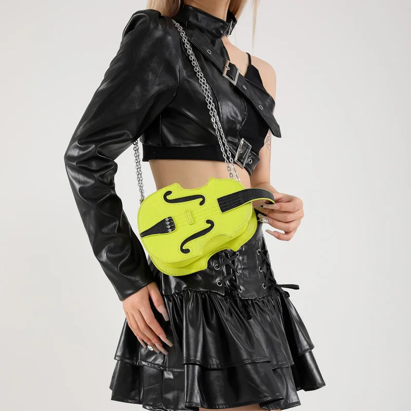 Fashion and creative violin womens cross shaped bag PU leather violin shaped mini backpack womens sewing thread shoulder bag 2024 241023