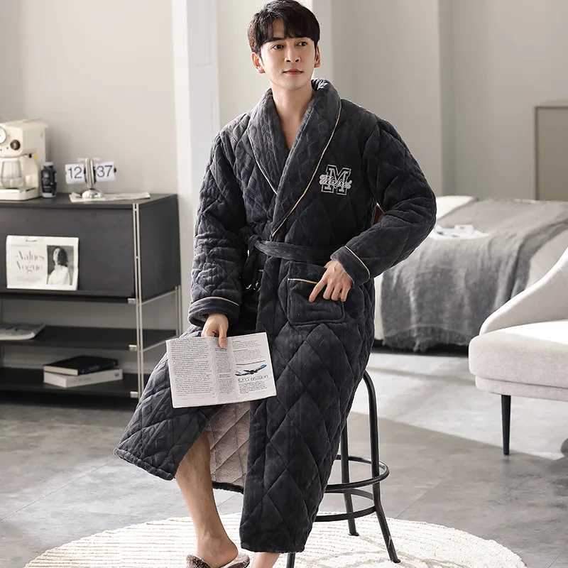 Bridal Dress Winter New Luxury Kimono Fashion Night Light Mens Thick Bathroom Long Coral Fce Sleepwear Home Clothing W241023