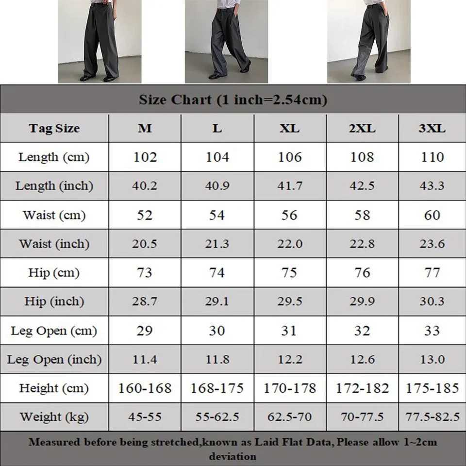 Mens Solid Baggy Fold Straight Wide Leg Grey Suit Pants Fashion Vintage Trousers Mens Clothing Cargo Pants Handsome SweatpantsX241023
