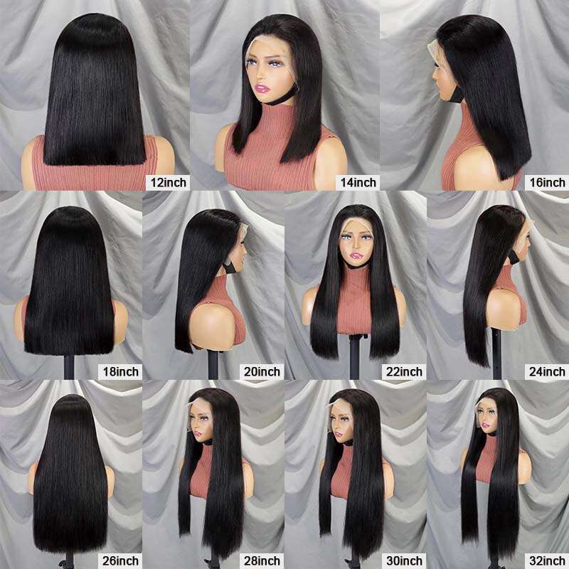 High 300 Density Lace Wigs Super Double Drawn Bone Straight Lace Front Wig 100% Brazilian Remy Lace Frontal pre Plucked Wigs