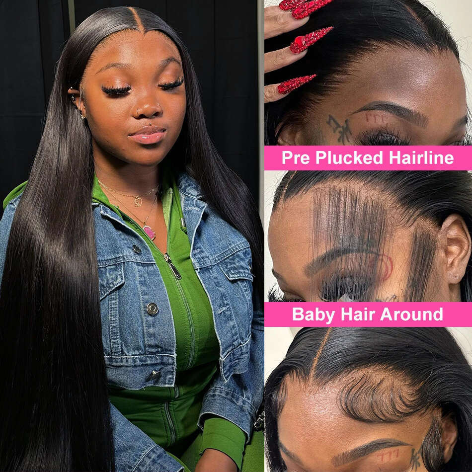 13x6 Hd Transparent Frontal Human Hair Wigs Brazilian Remy Pre Plucked Bone Straight 13x4 Lace Front Wig For Women