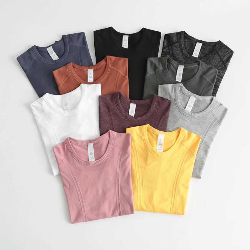 Breathable seamless yoga long sleeved slim fit fitness T-shirt quick drying running gym topXJ250410