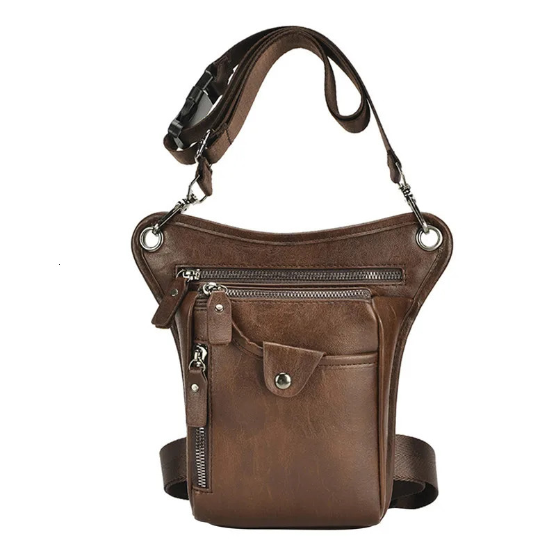 PU leather mens casual coffee classic shoulder strap sling bag fashionable travel Fanny waist belt bag leg bag 241023