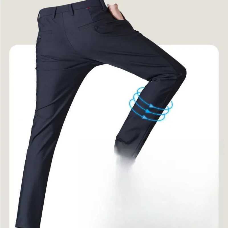 Spring Autumn Solid Color Button Zipper Pockets Mens Clothing Casual Formal Pencil Trousers Trouser Suits Boyfriend PantsX241023