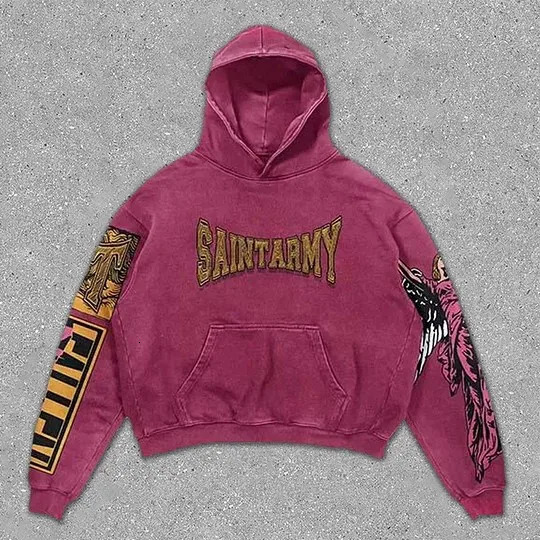 American Hoodie Y2K Clothing Original Gothic Hip Hop Angel Graphic Printing Oversized Retro Hoodie Sportswear Mens Zipper Hoodie 241011