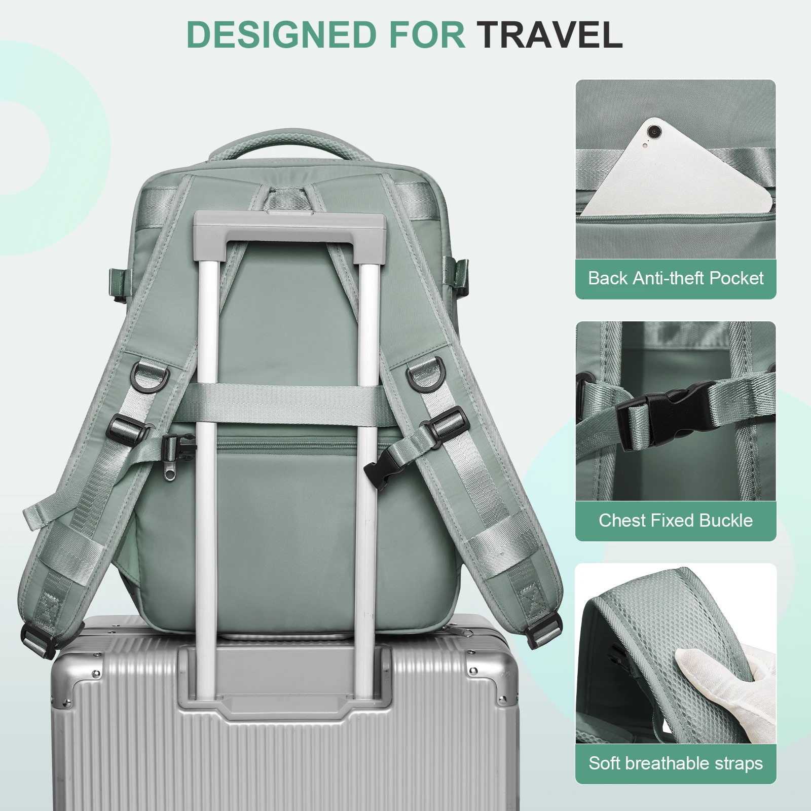 Female travel backpack carry on backpack approved waterproof laptop flight backpack weekend leisure backpack 241023