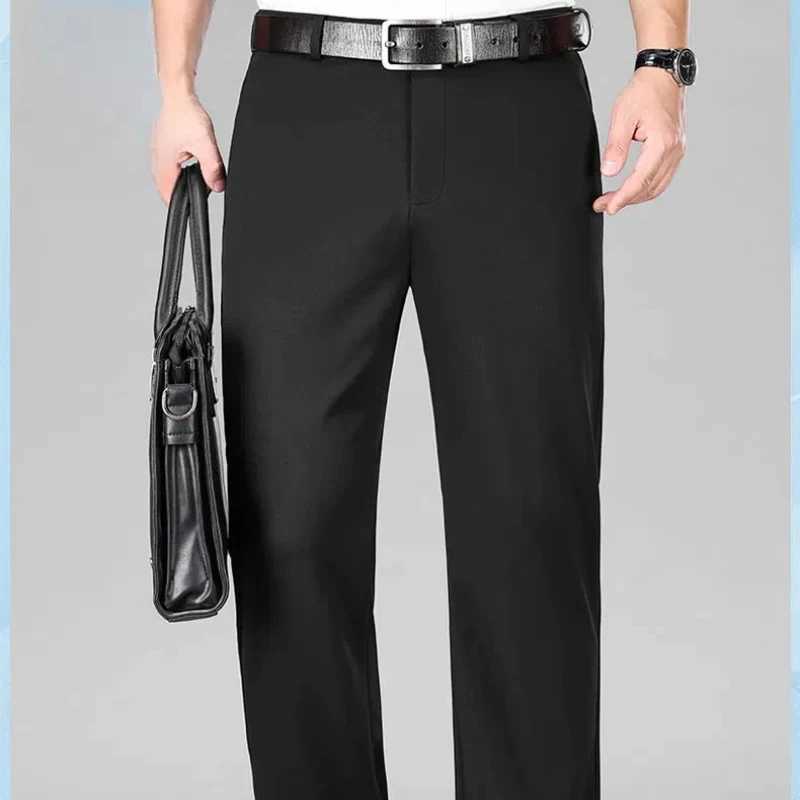 Spring Autumn Solid Color Button Zipper Pockets Mens Clothing Casual Formal Pencil Trousers Trouser Suits Boyfriend PantsX241023