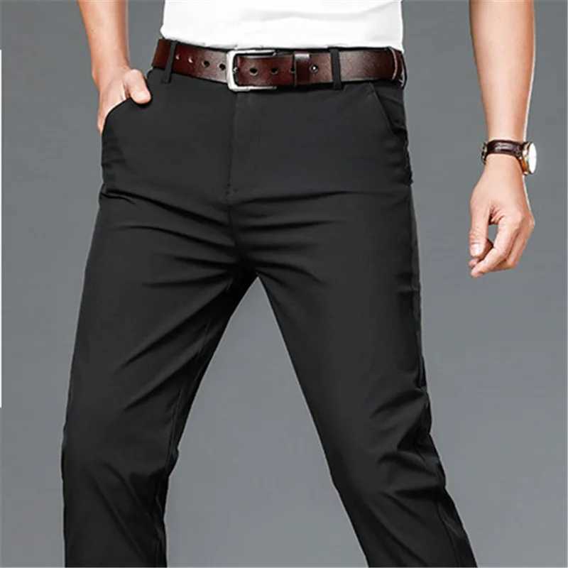 New Autumn Smart Casual Suit Pants Men Stretch Straight Black Khaki Trousers Mens Formal Office Solid Color Suit Pants Man 29-40X241023