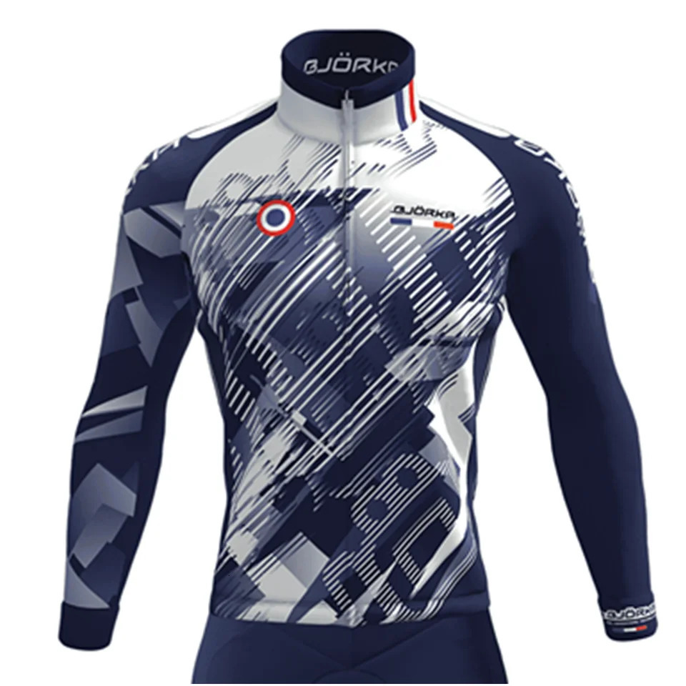 BJORKA winter cycling wool long sleeved shirt Chamarras De Hombres mens professional team cycling jacket with 3 back pockets 241022