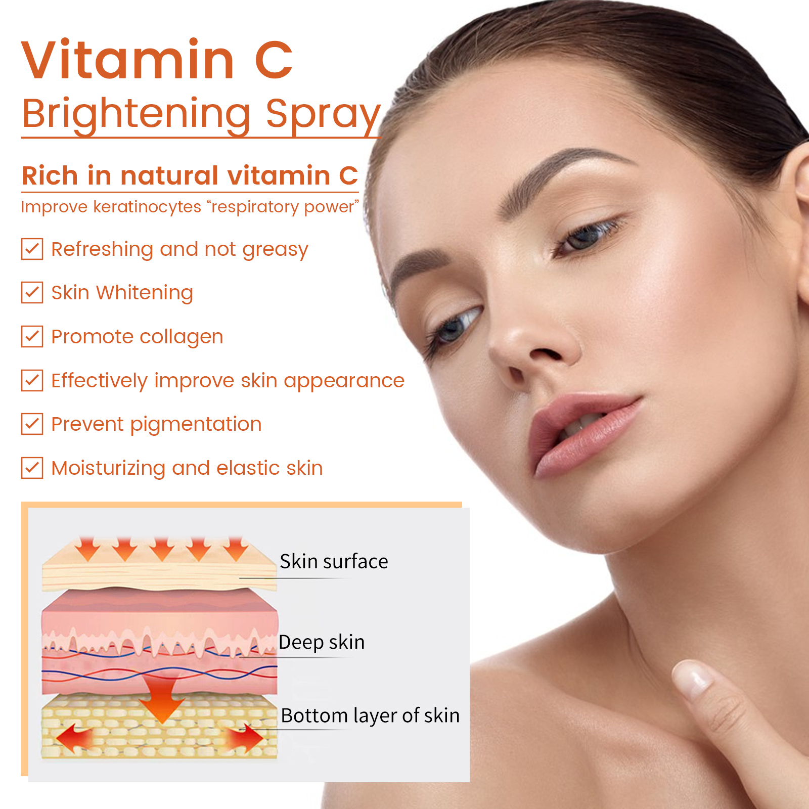 US Stock EELHOE Vitamin C Moisturizing Mist Hydrating and moisturizing skin acne blemish rejuvenating and whitening spray