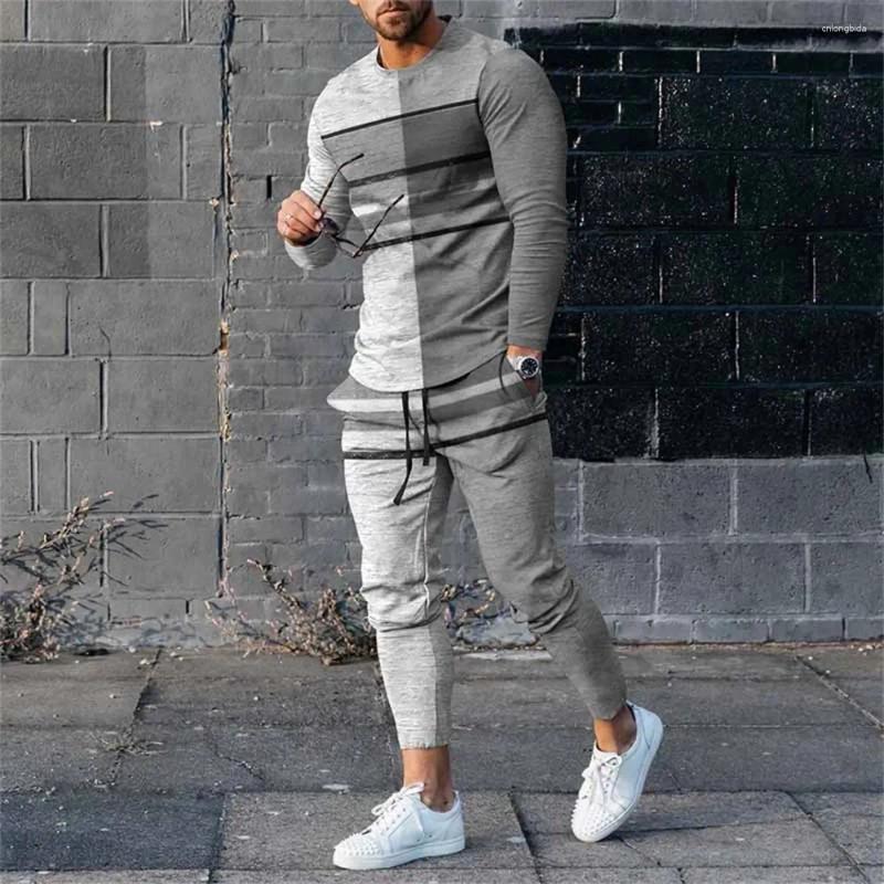 Men's Tracksuits 2024 Autumn Tracksuit Long Sleeve T Shirt Sweatpants Suit Men Streetwear Vintage Sweatshirt Oversized Clothing 2 Piece Sets