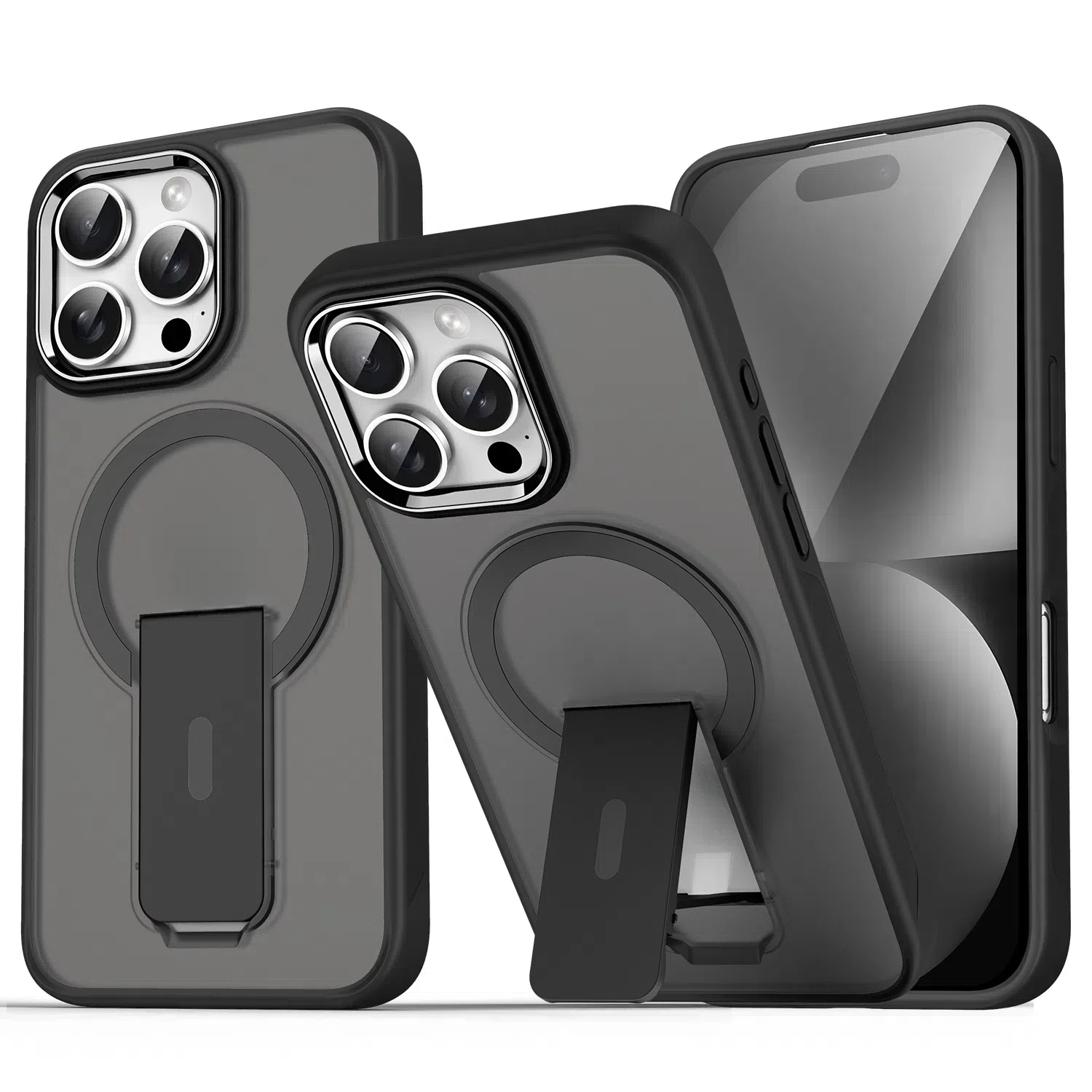 Luxury Desert Titanium Gold Frosted Acrylic Case Magnetic Invisible Bracket Casing for IPhone 16 15 14 Plus 13 12 11 Pro Max 360 ° Anti Fall