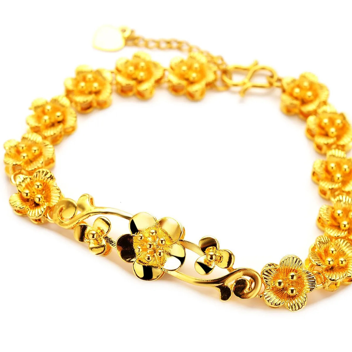 AU999 Gold Bracelet 24K Pure Gold Womens Jewelry Fashion Trend Goddess Flower Bracelet Girlfriend Bracelet 240929