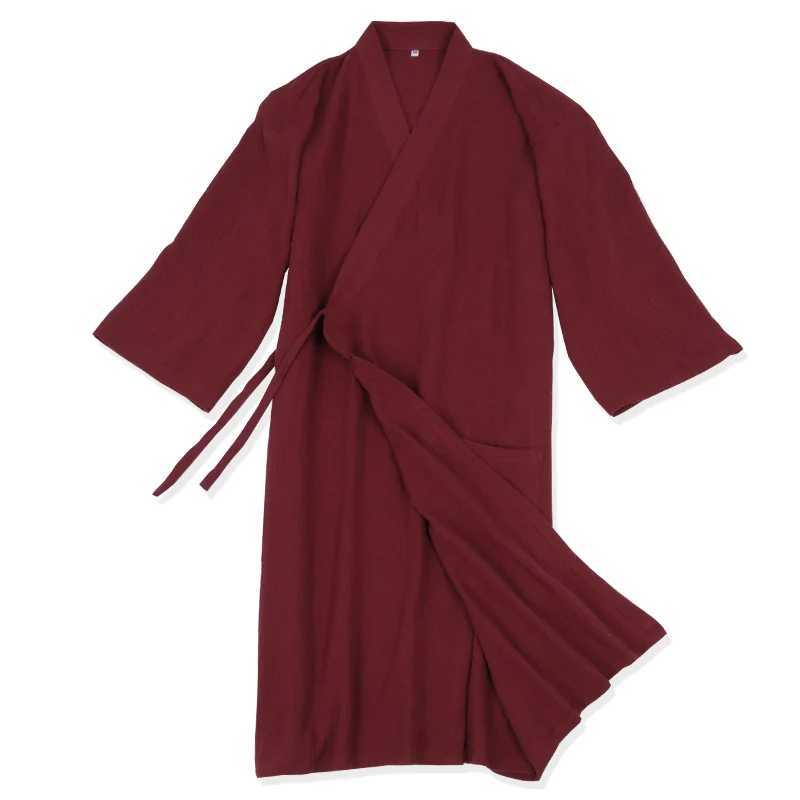 Traditional Chinese soft robe loose fitting womens or mens sleepwear kimono long bathroom cotton dress Spwear retro ethnic monk clothing W241023
