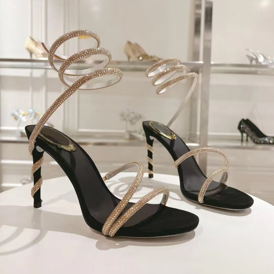 designer heels women high heels White Rhinestone Sandals Red Black Luxury Pumps Wedding Shoes Dress Shoes Party Shoes heel height 9.5cm EU35-43