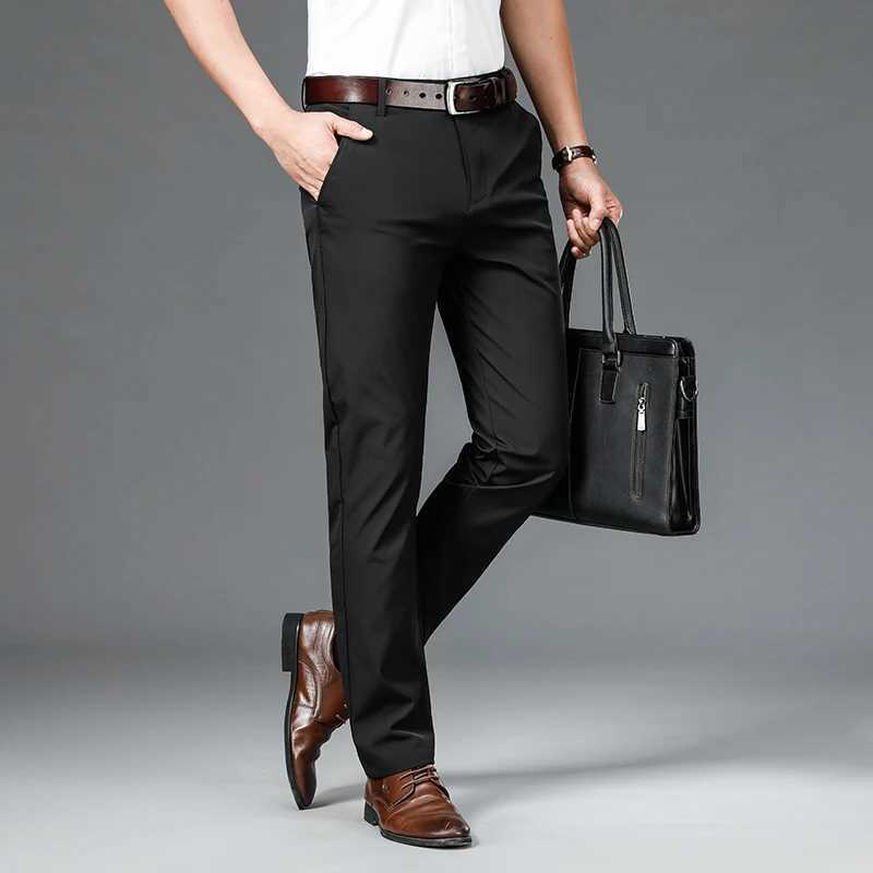 New Autumn Smart Casual Suit Pants Men Stretch Straight Black Khaki Trousers Mens Formal Office Solid Color Suit Pants Man 29-40X241023