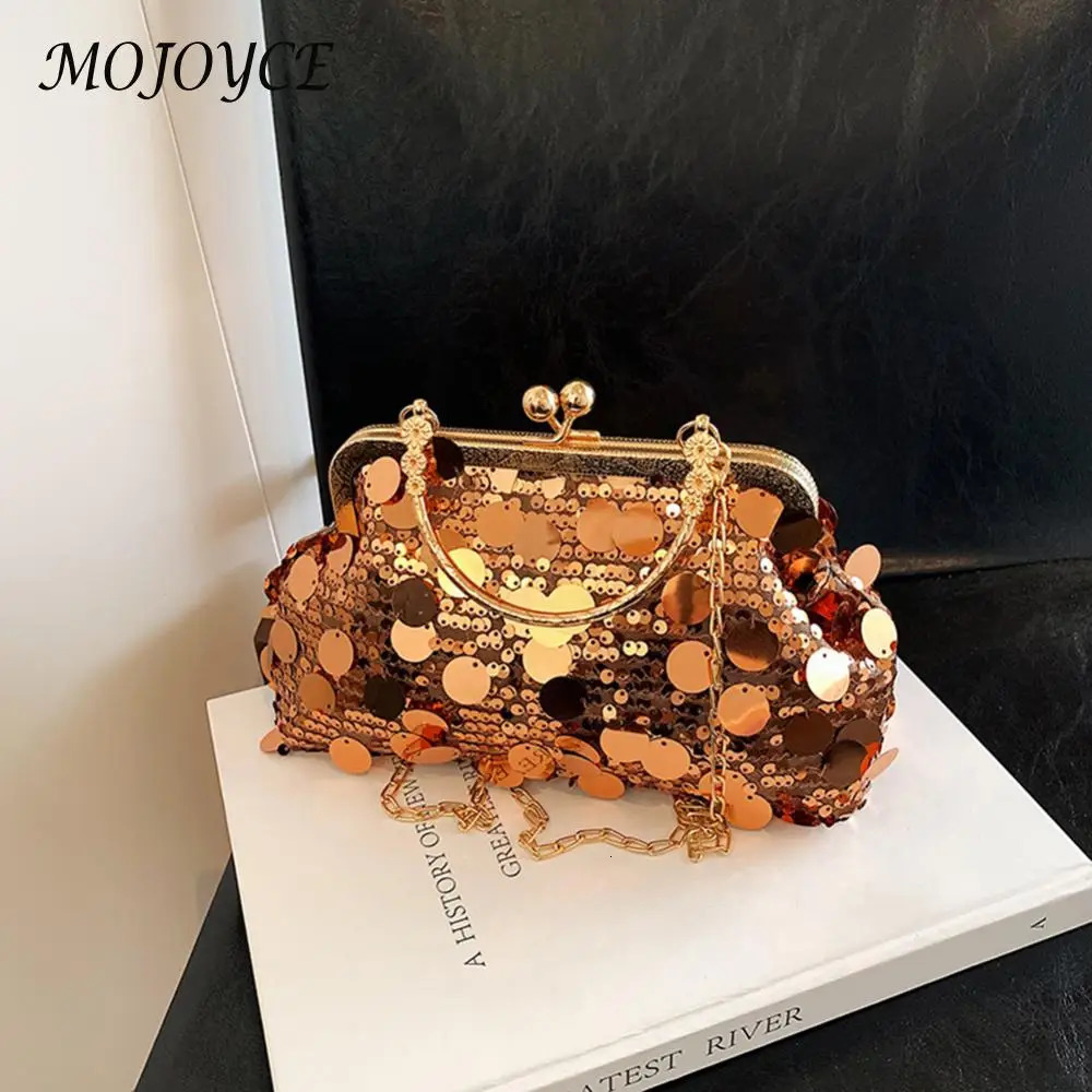 Sparkling clutch bag fashionable evening bag chain strap shiny shoulder bag large capacity top handle wallet for wedding parties 241023