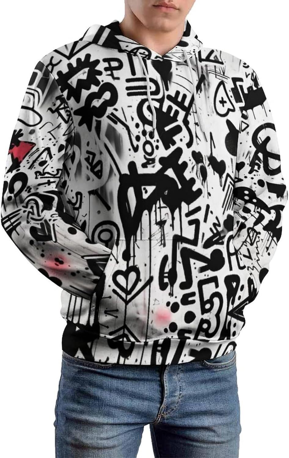 Hoodie for Mens Womens Mens Funny Art Hoodie 3D Printed Graffiti Sweatshirt Hoodie Casual Drawstring Hooded Top Graphic Hoodies sweatshirt Trendy Warm