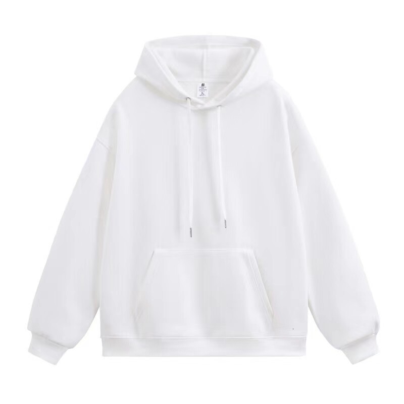 Men's hoodie, autumn and winter new plush thick hoodie, basic solid color versatile loose and trendy