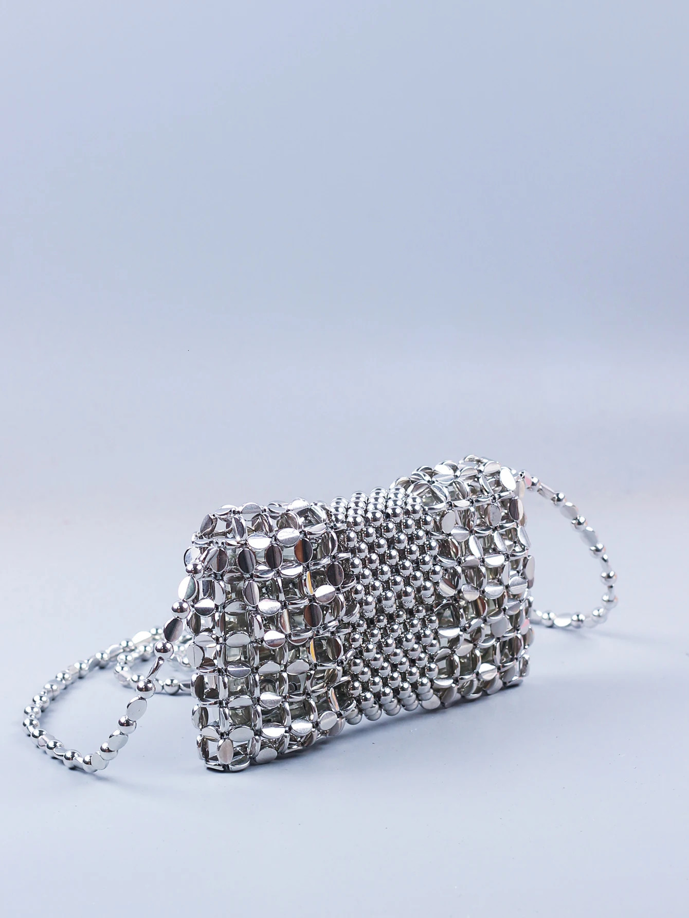 Handmade bead bag long chain hand woven celebrity handbag er womens party bag bead top handle mini wallet 241023