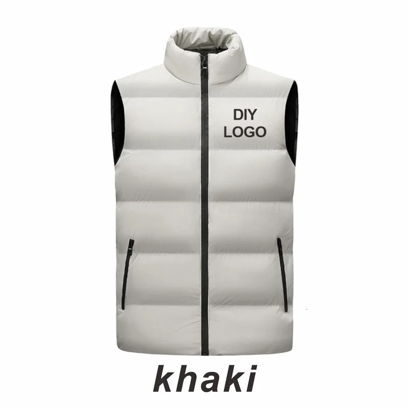 Sleeveless vest mens standing collar thick jacket windproof winter coat custom printing company Diy warm vest 241023