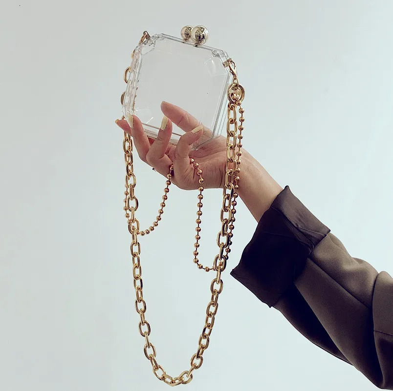 Acrylic Big Chain Mini Bag Womens Shoulder Bag Transparent Fashion Messenger Red Bag 241023