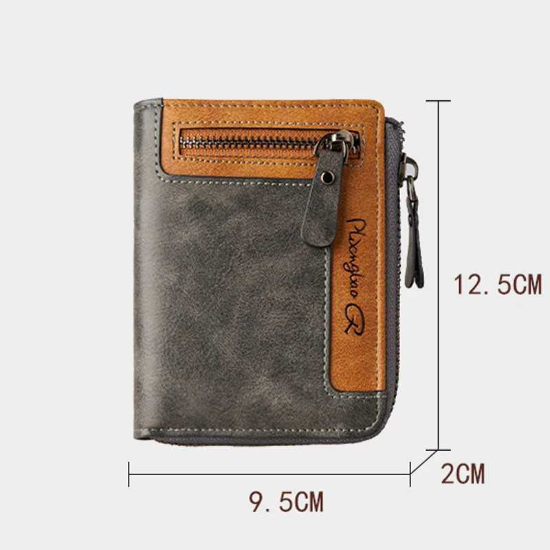mens wallet zipper short leather mens wallet multifunctional pocket double folding wallet fashionable bank card holder Z250411