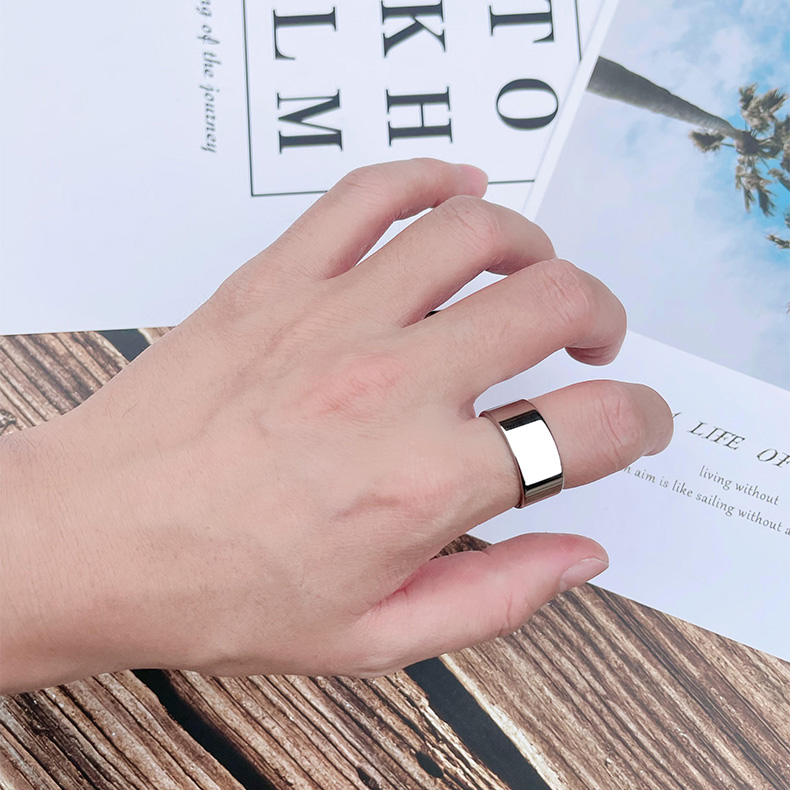 Titanium steel personality Korean version simple smooth men's ring index finger light luxury hipster single index finger male tail ring engraved