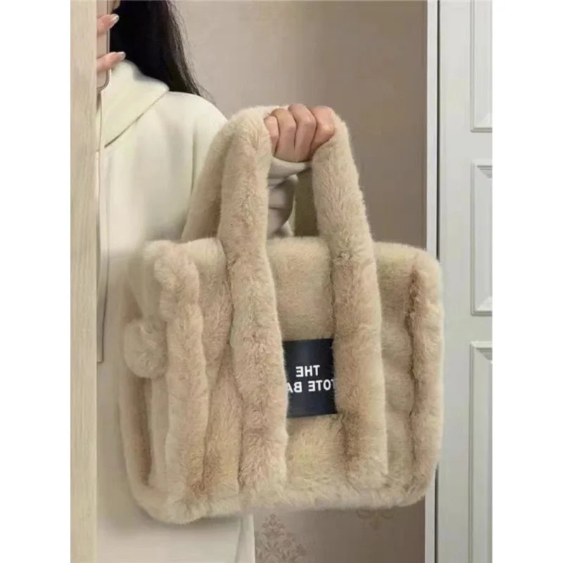 JIAERDi Casual Fur Tote Bag For Women Handbag Autumn Winter Plush Messenger Haruku Aesthetic Shopper Female 241017