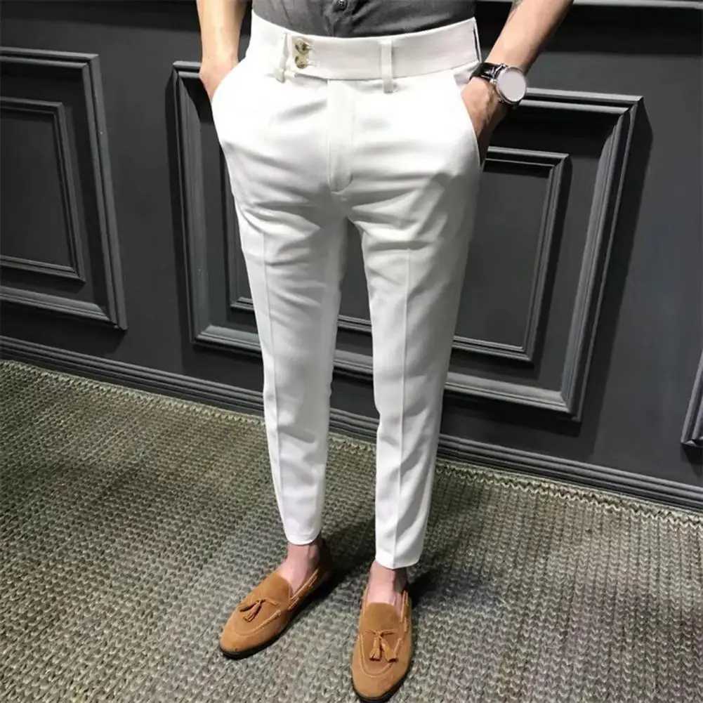 Spring 2022 Men Pants Korean Slim Fit Men Casual Ankle Length Pants Streetwear Men High Quality Black Gray Dress Suit Pant ManX241023