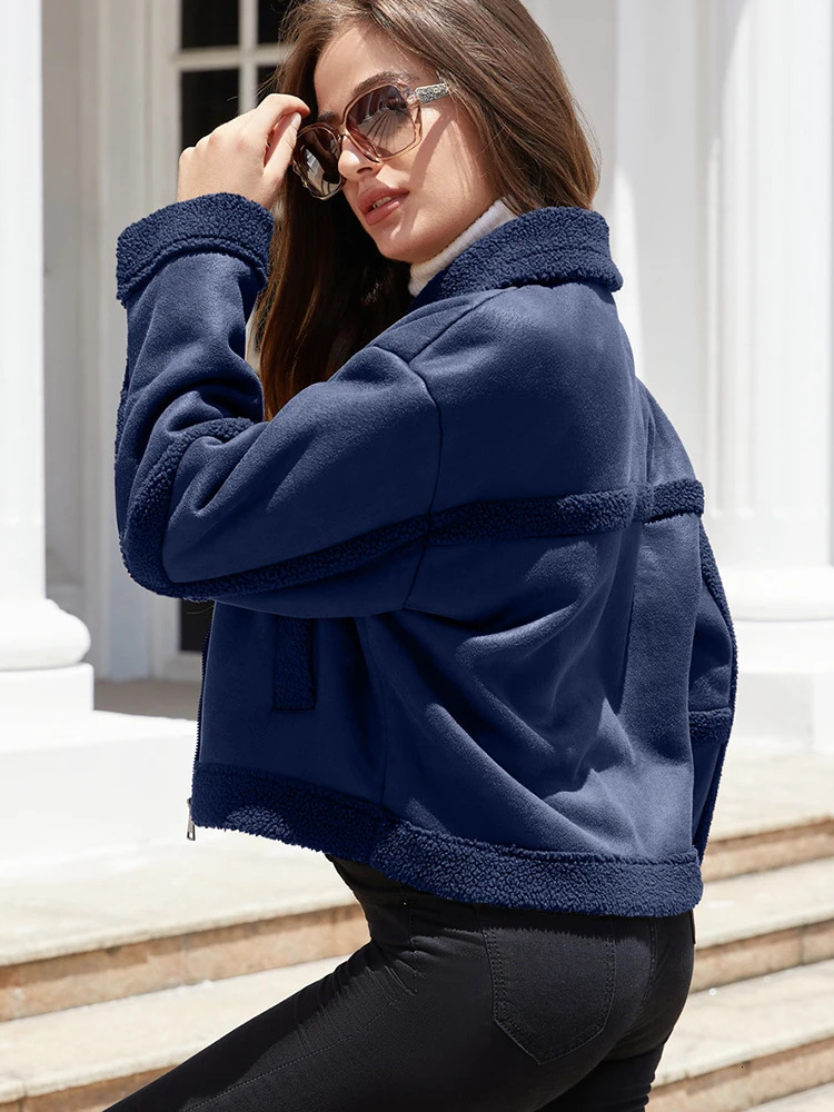 OIINAA Cking Faux Leather For Women Coat Thicken Warm Causal Long Sleeve Coats Korean Fashion Autumn Winter Jackets