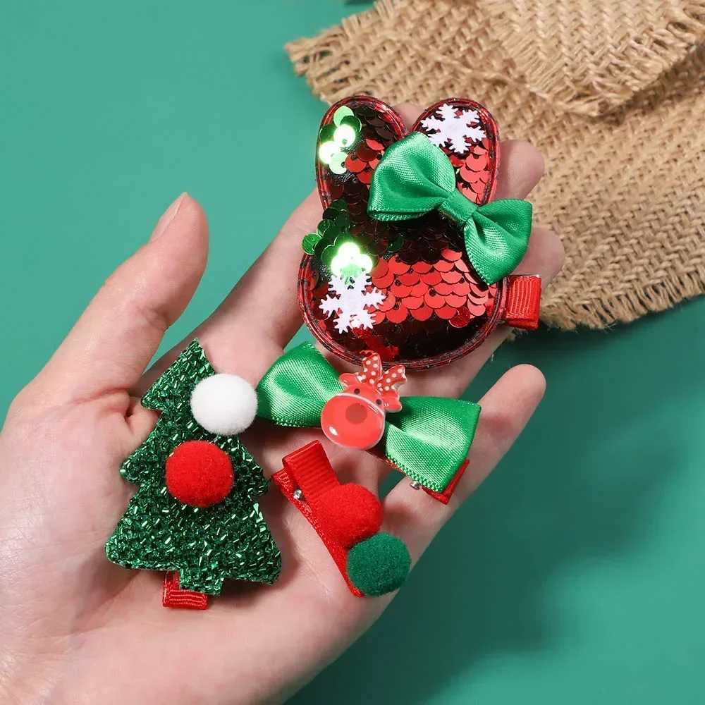 5pcs/set New Christmas Hairpin Christmas Tree Snowflake Hair Clips Party Headwear Festival Girls Baby Hair Accessories GiftsX241022