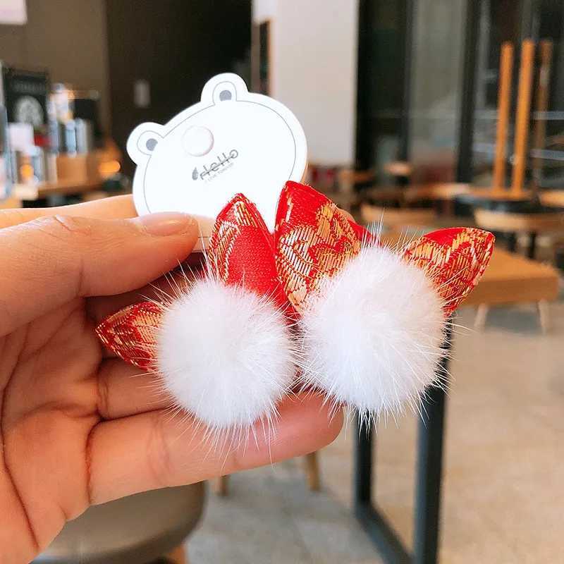 2pcs/lot Cute Christmas Style Hair Ring Shiny Bow Hairball Girls Cartoon Headwear Fashion Hair AccessoriesX241022