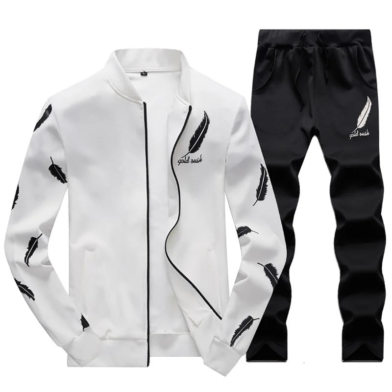 Fashion Mens Track and Field Coat Hoodie Set 2-piece Autumn Sportswear Mens Fitness Sportswear JacketPants Set 241023