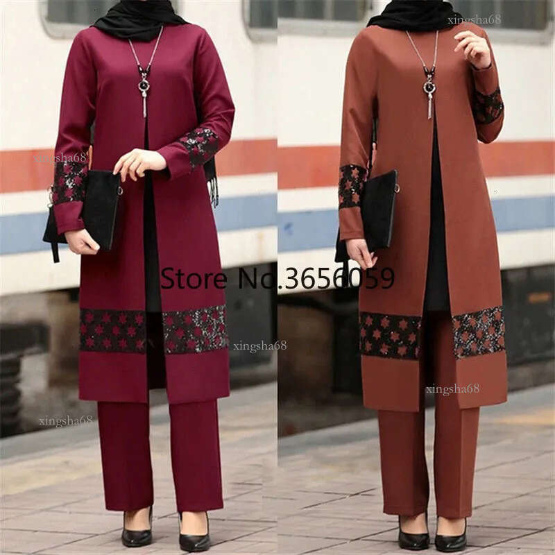 Ethnic Clothing Muslim Fashion Abaya Dress Arab Middle East Islamic Clothing for Women Eid Mubarak Saudi Arabia Dubai Casual Abayas Pant Set 230131