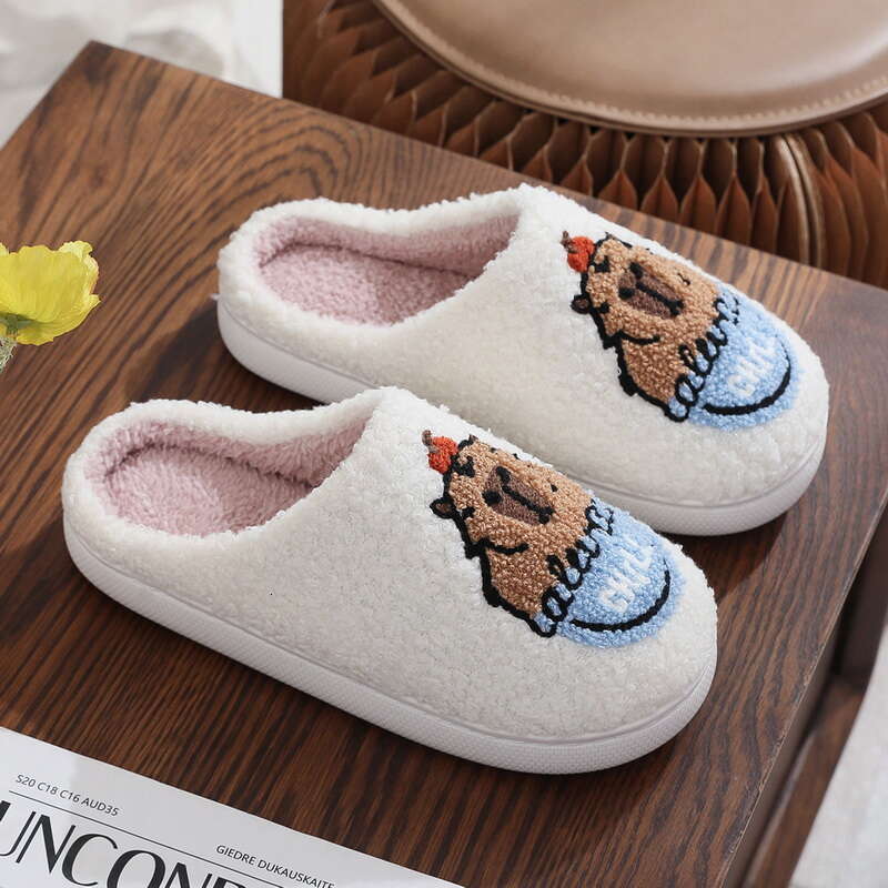 Christmas Elk Cotton For Women Men Winter Cute Cartoon Slippers Indoor Non Slip Couple or Slides Home Plush Shoes